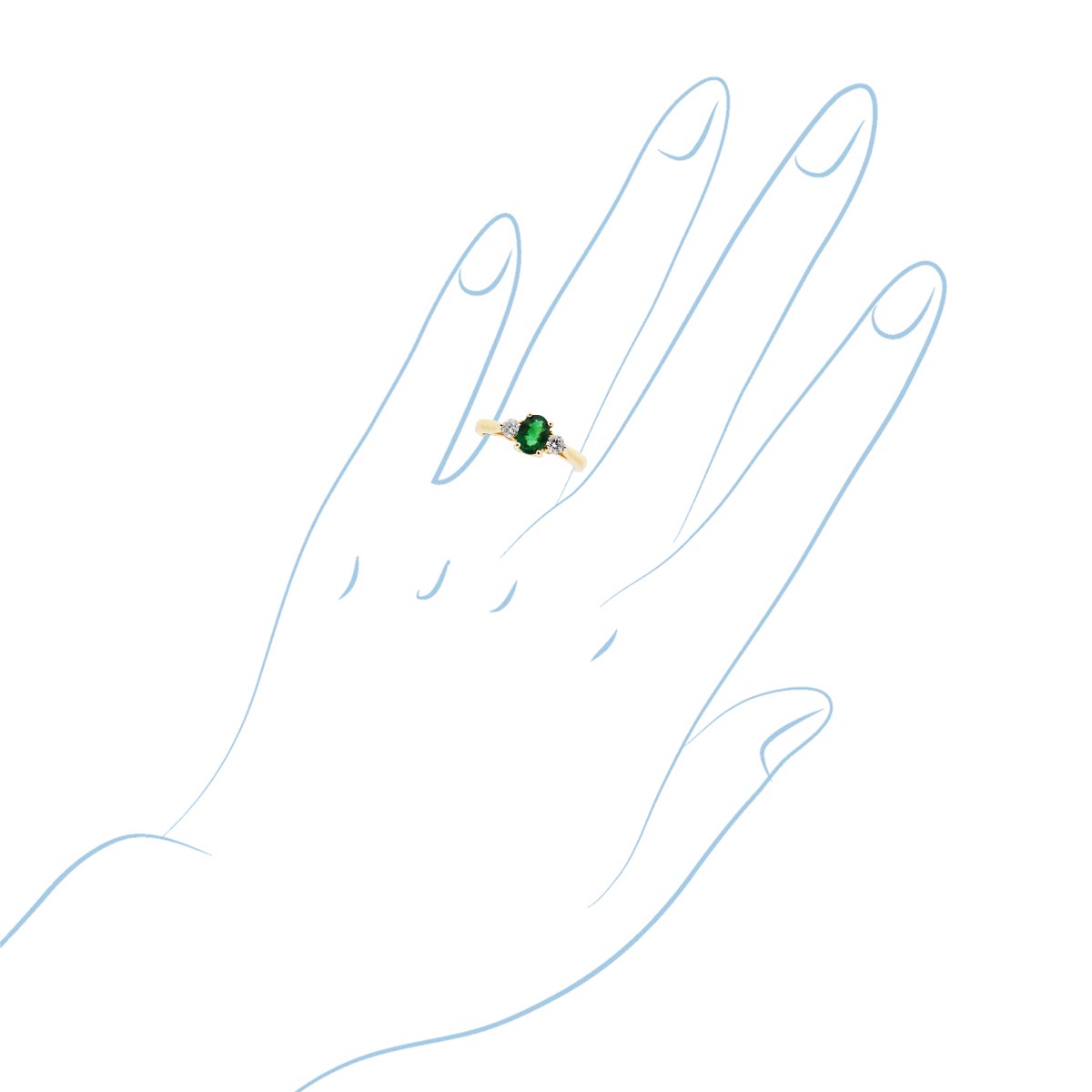 Oval Emerald Ring in 14kt Yellow Gold with Diamonds (1/5ct tw)