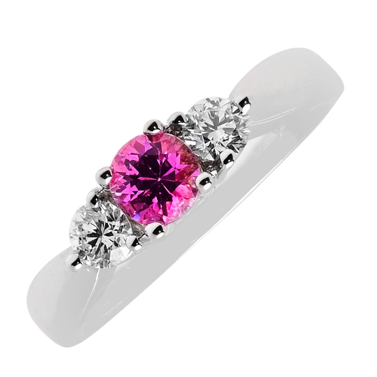 Pink Sapphire Ring in 14kt White Gold with Diamonds (1/4ct tw)