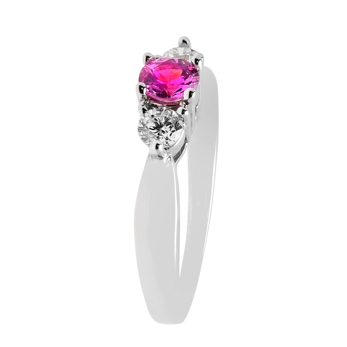 Pink Sapphire Ring in 14kt White Gold with Diamonds (1/4ct tw)