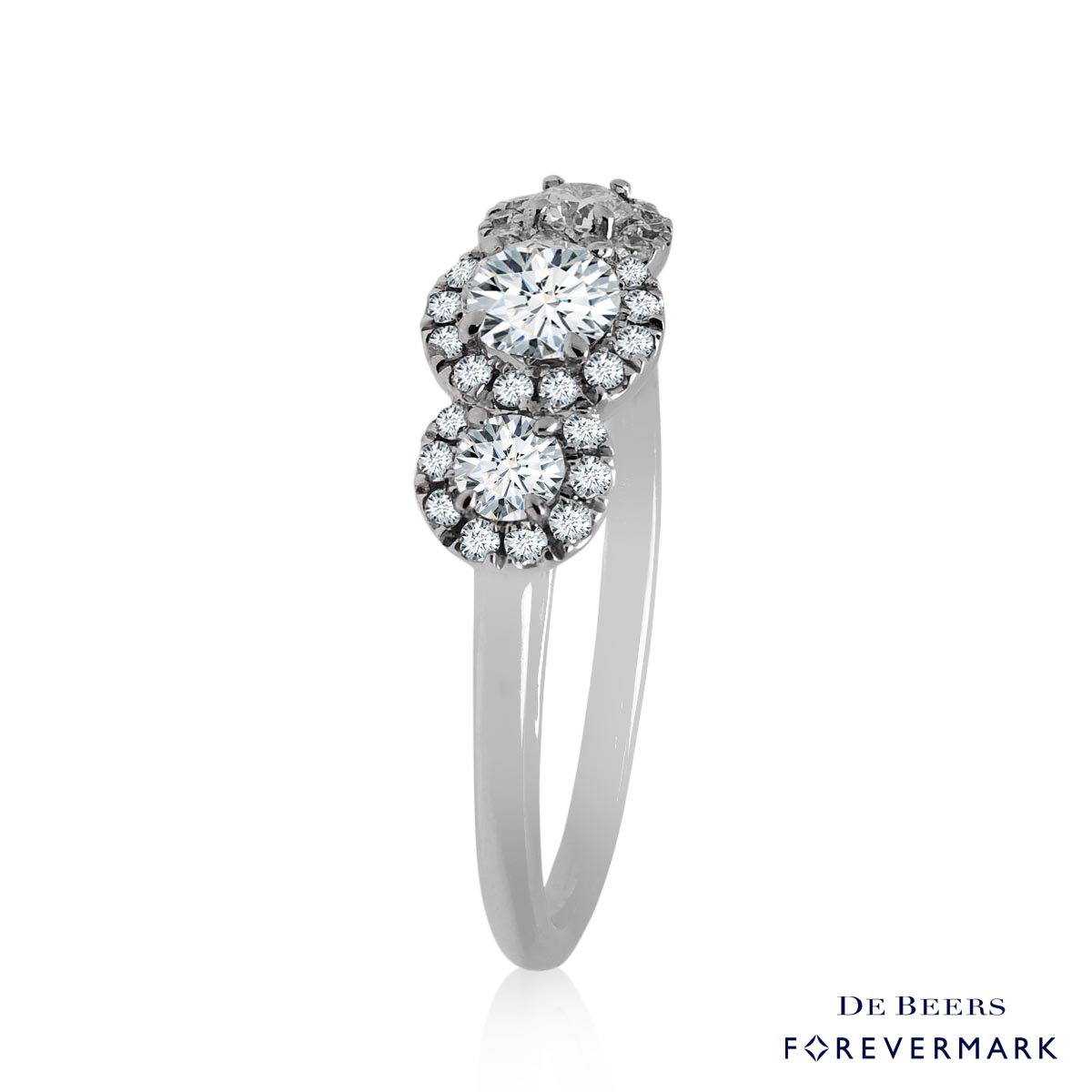Forevermark Three Stone Diamond Halo Ring in 18kt White Gold (3/4ct tw)
