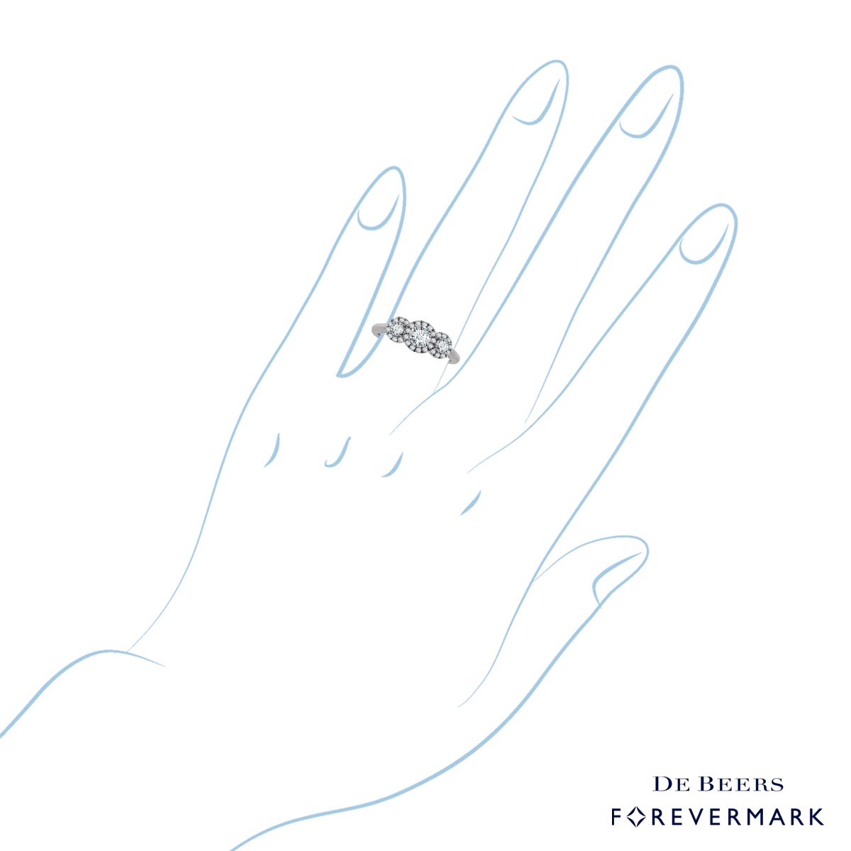 Forevermark Three Stone Diamond Halo Ring in 18kt White Gold (3/4ct tw)