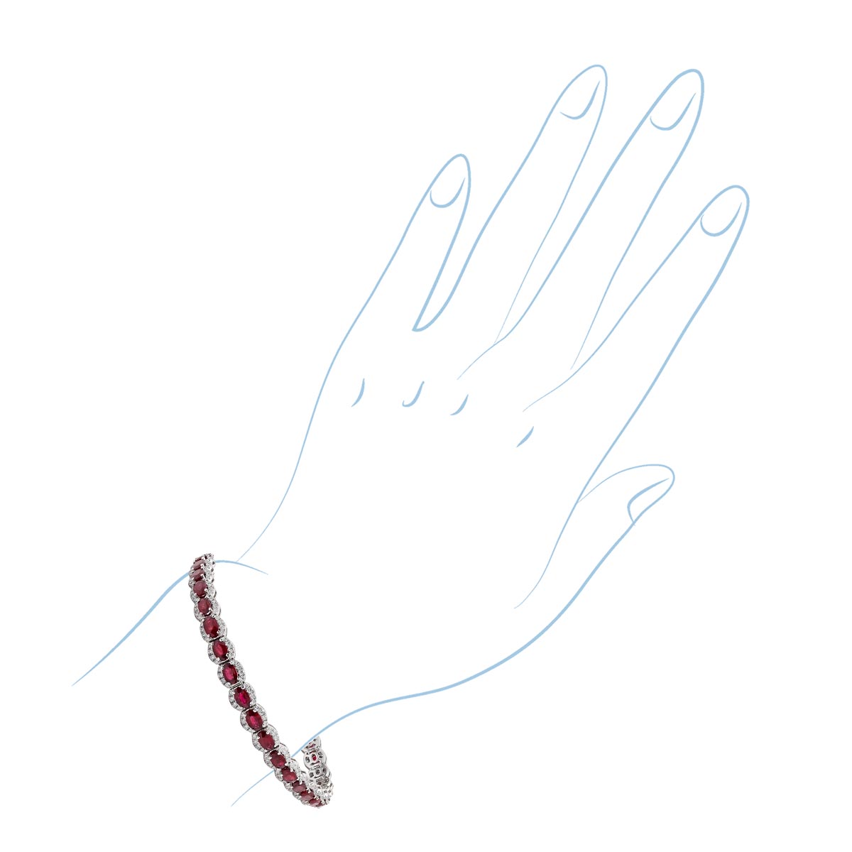 Oval Ruby Bracelet in 14kt White Gold with Diamonds (1 5/8ct tw)