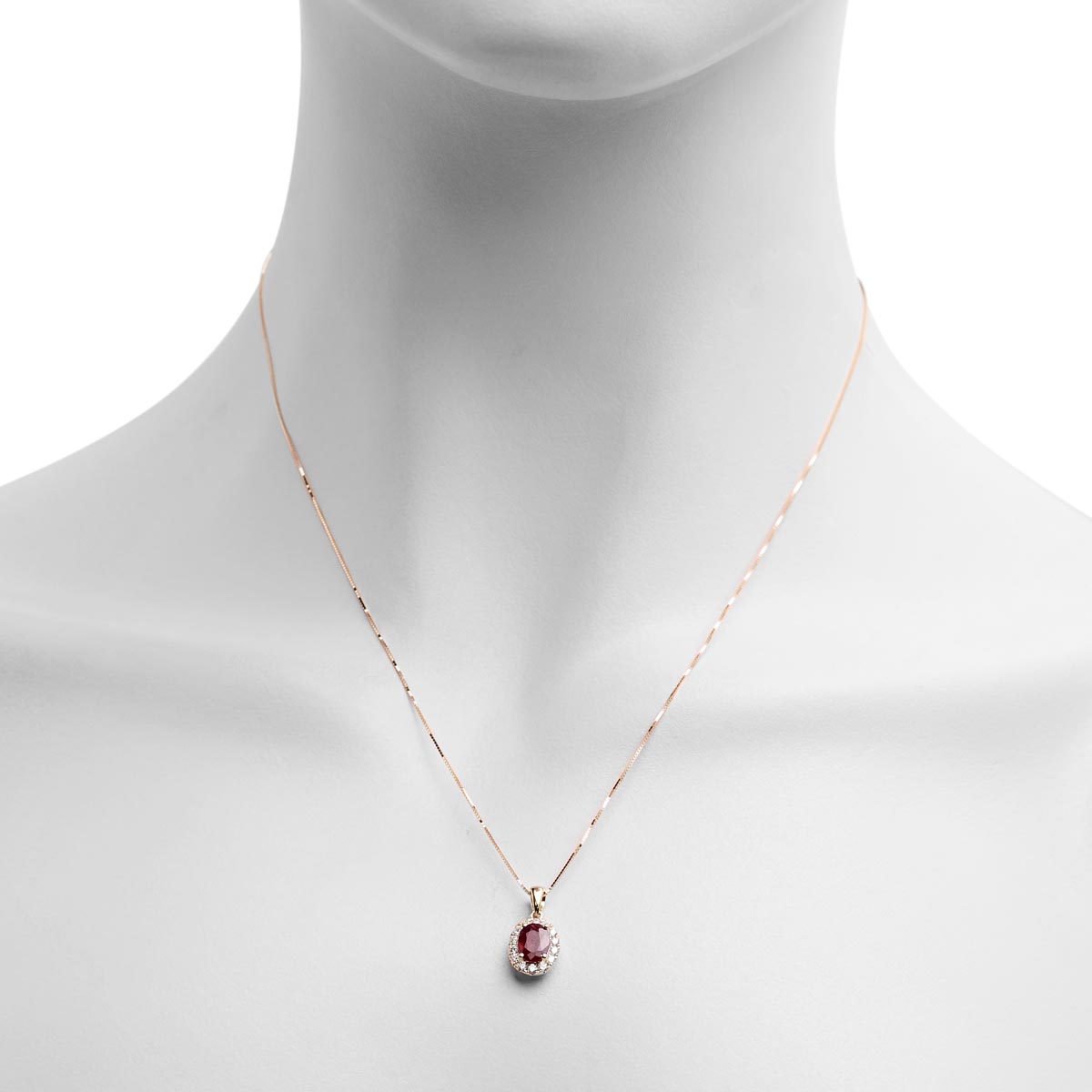 Oval Ruby Necklace in 14kt Yellow Gold with Diamonds (1/4ct tw)