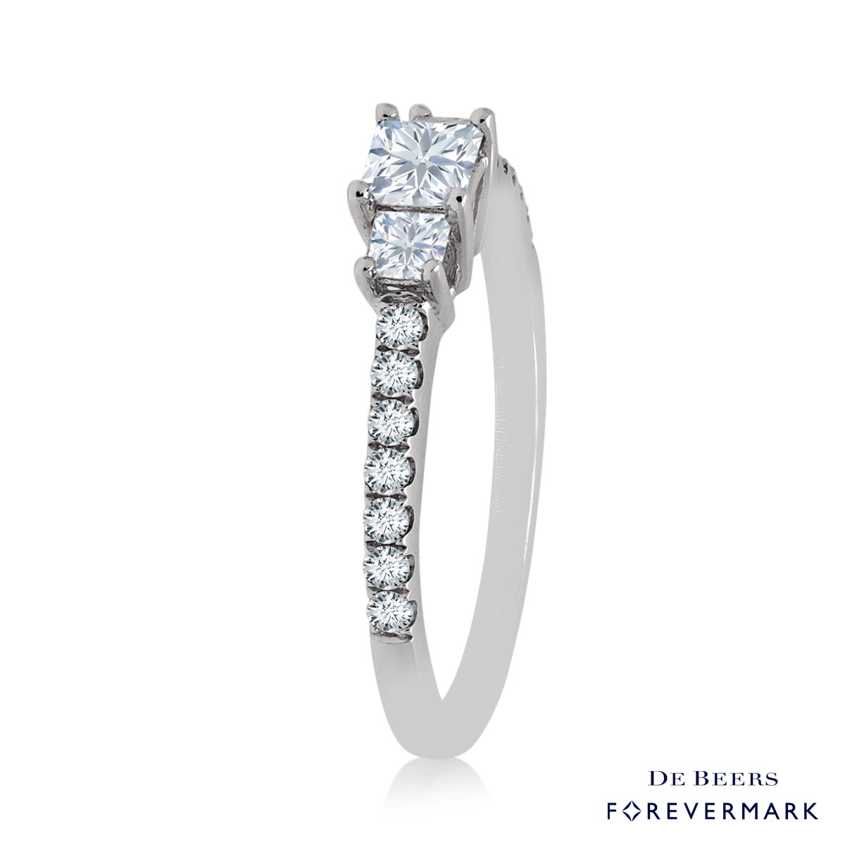 Forevermark Three Stone Diamond Halo Ring in 18kt White Gold