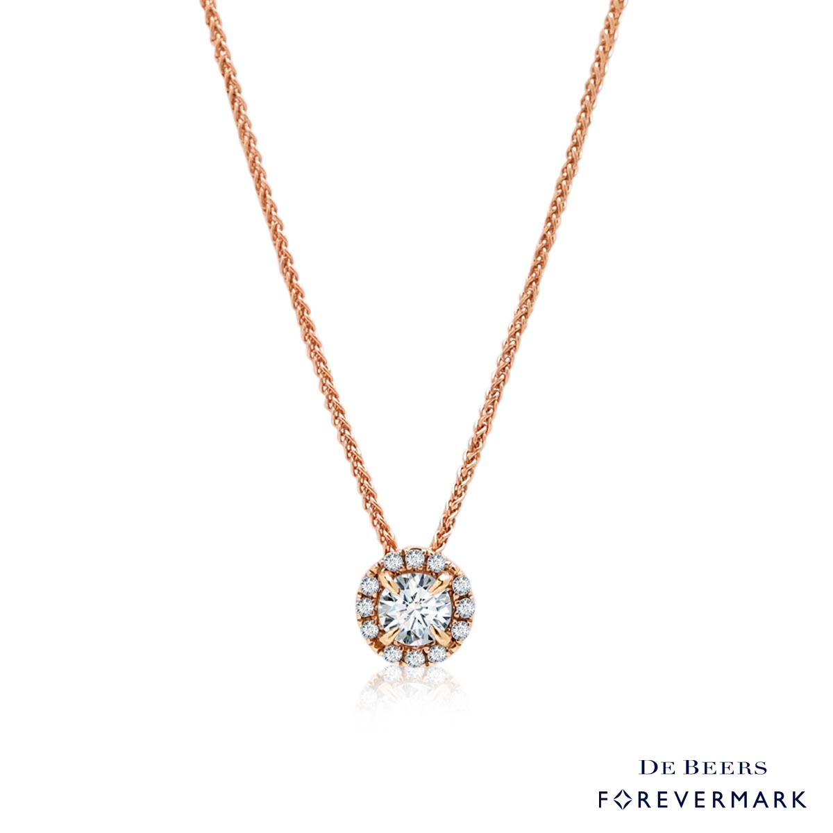 Forevermark Center of My Universe Diamond Halo Necklace in 18kt Pink Gold (1/5ct tw)