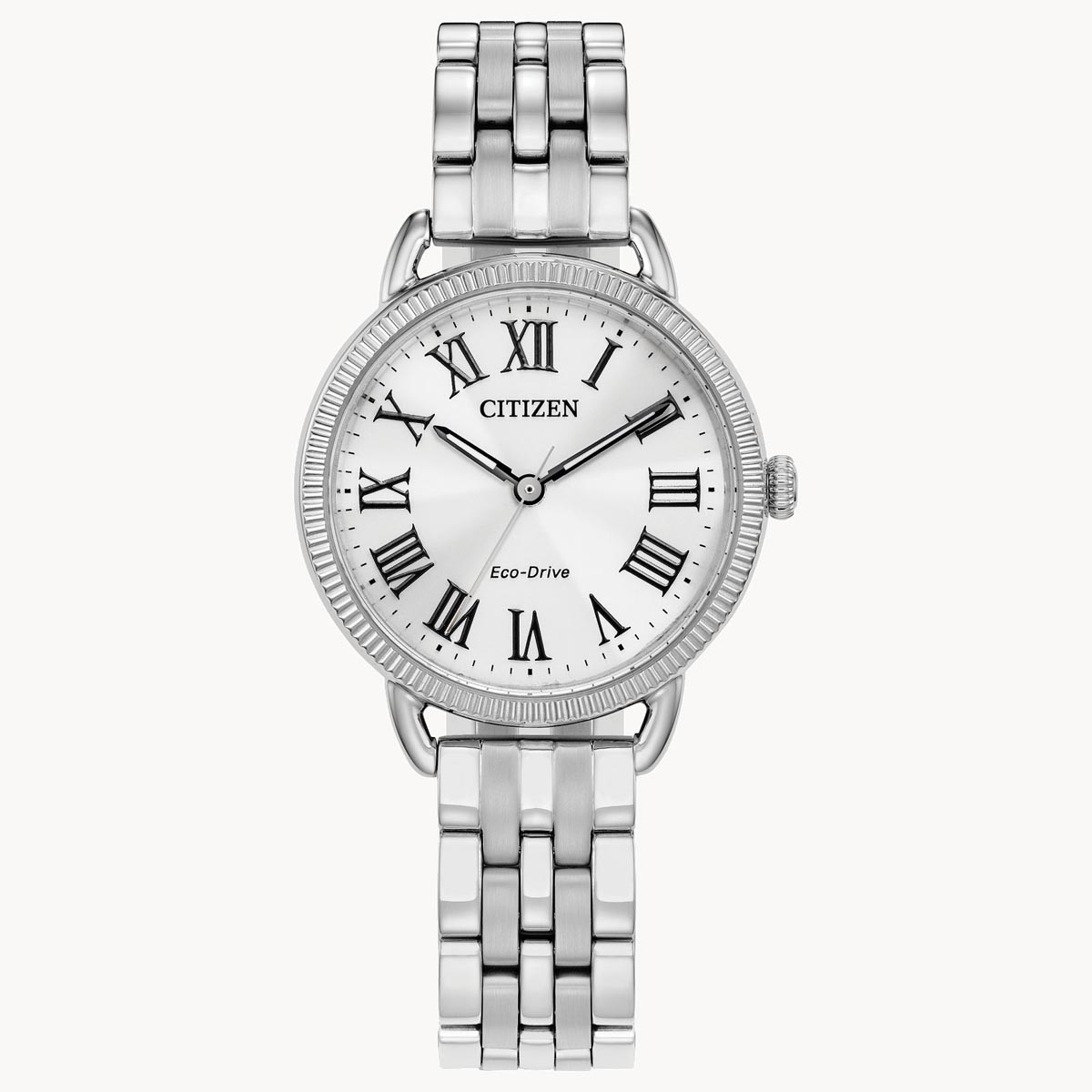Citizen Coin Edge Womens Watch with White Dial and Stainless Steel Bracelet (eco drive movement)