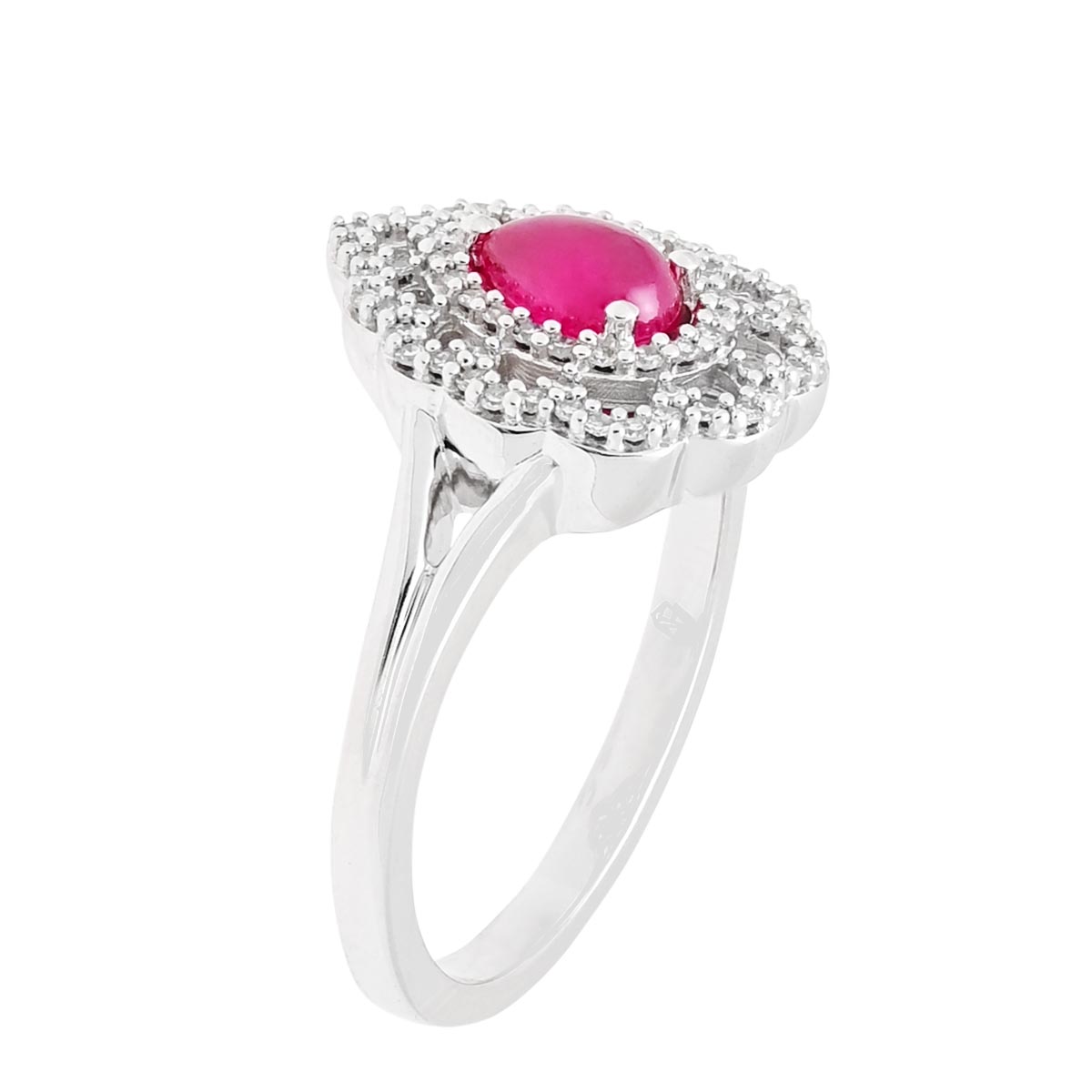 Pear Shape Greenland Ruby Ring in 10kt White Gold with Diamonds (1/5ct tw)