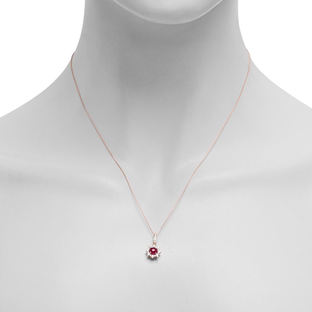 Greenland Ruby Necklace in 10kt Yellow Gold with Diamonds (1/5ct tw)