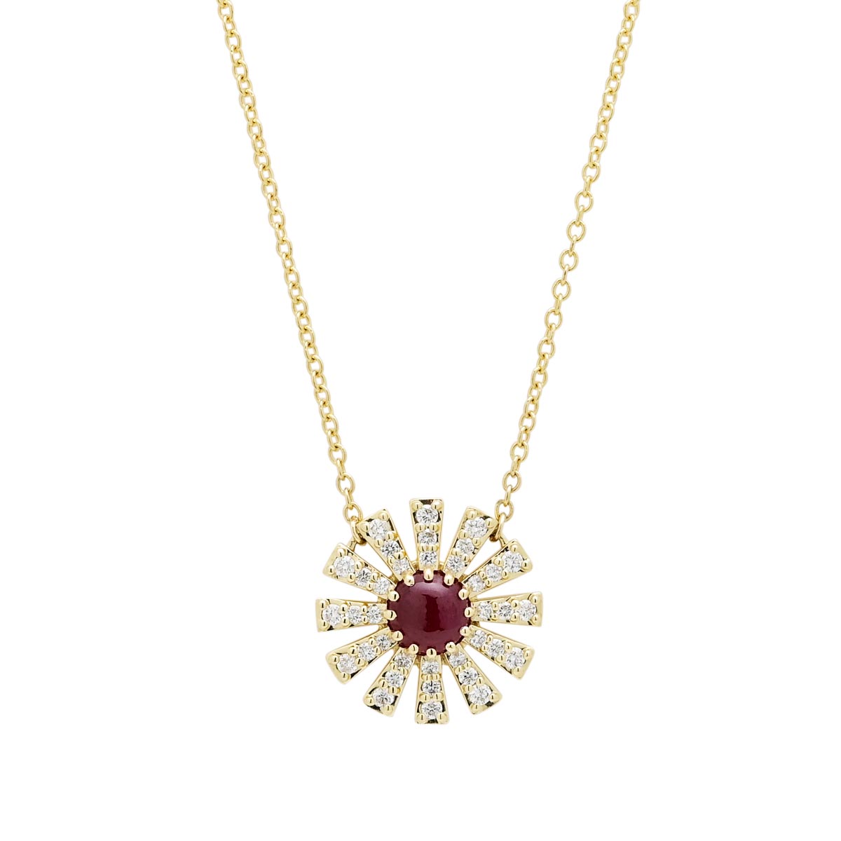 Greenland Ruby Necklace in 10kt Yellow Gold with Diamonds (1/4ct tw)