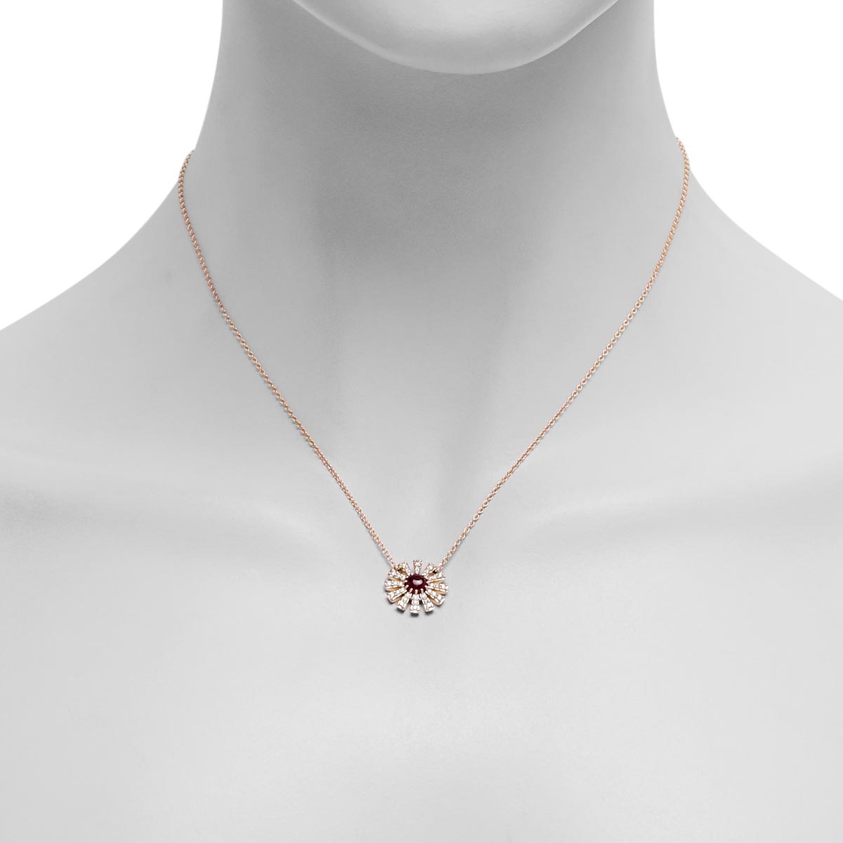 Greenland Ruby Necklace in 10kt Yellow Gold with Diamonds (1/4ct tw)