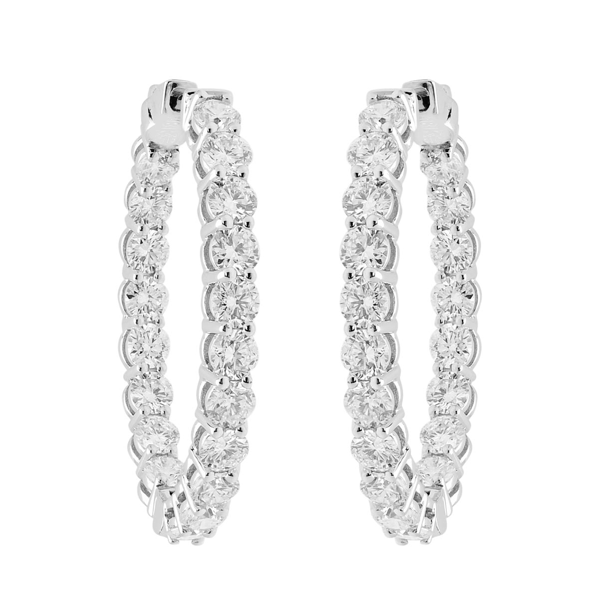 Diamond Oval Hoop Earrings in 18kt White Gold (4ct tw)