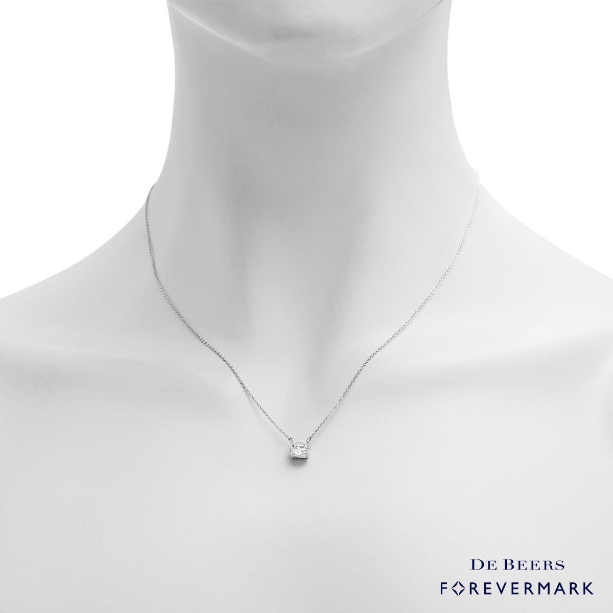 De Beers Forevermark Diamond Solitaire Necklace in 18kt White Gold (1.01ct)