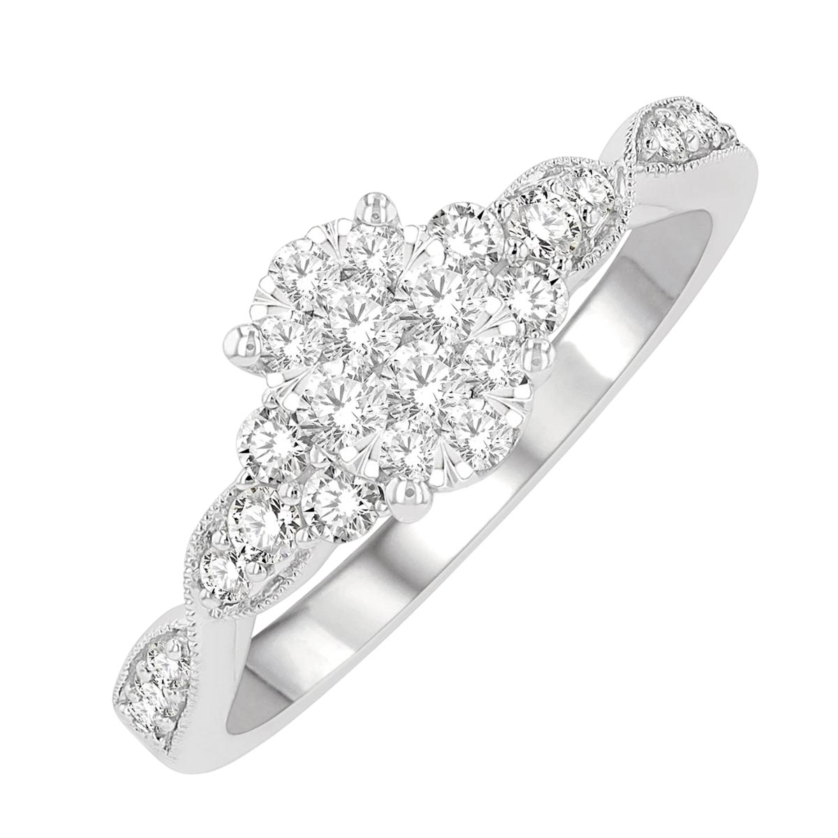 Lovebright Diamond Oval Engagement Ring in 14kt White Gold (1/2ct tw)