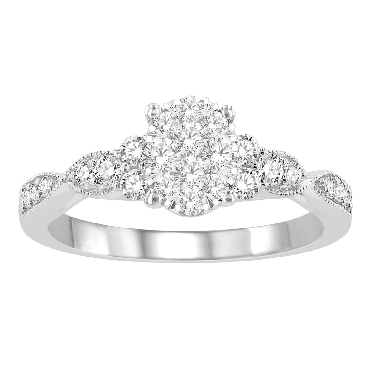 Lovebright Diamond Oval Engagement Ring in 14kt White Gold (1/2ct tw)