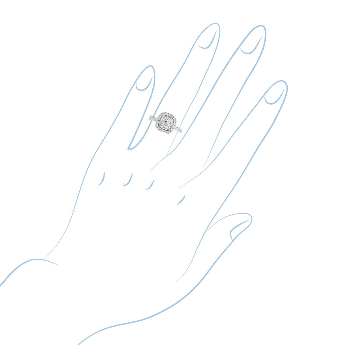 Estate Cushion Diamond Halo Ring in 10kt White Gold (1ct tw)