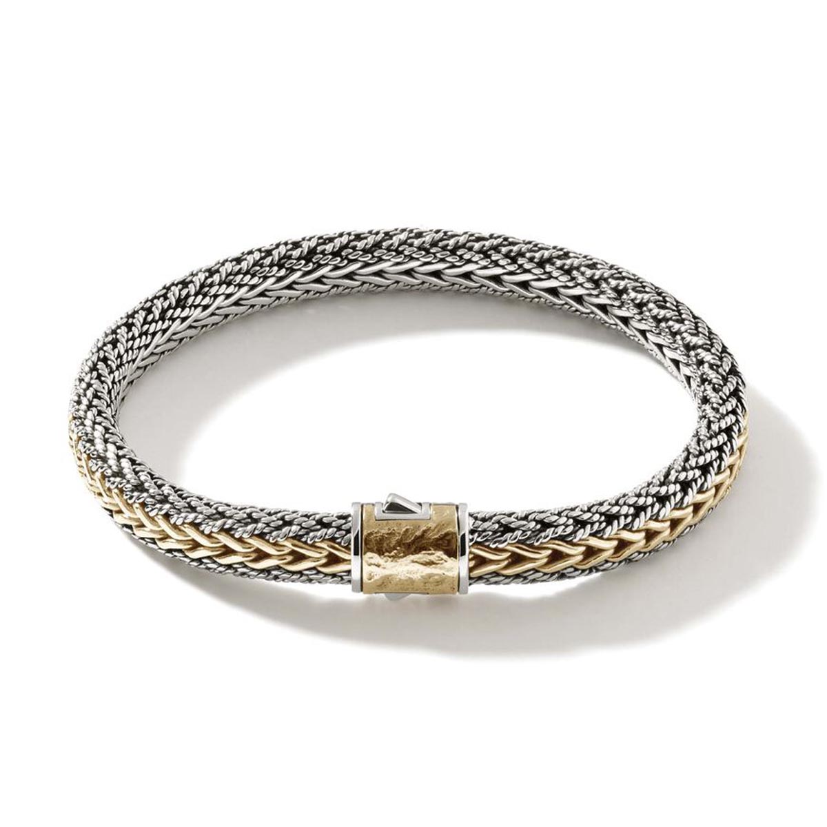 John Hardy Icon Reversible Bracelet in Sterling Silver and 18kt Yellow Gold (7mm)
