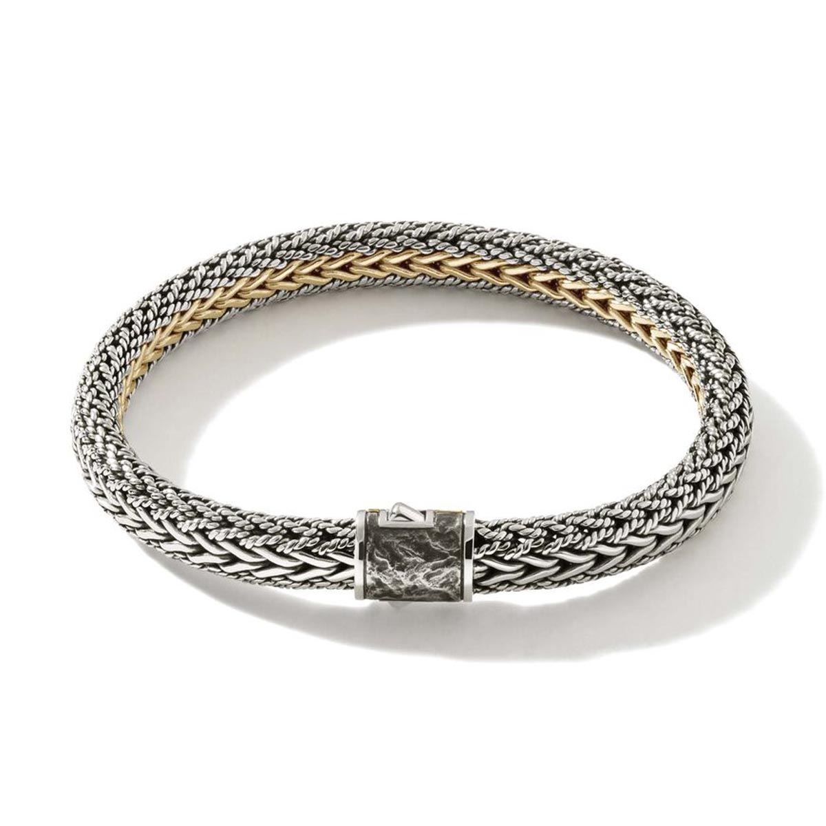 John Hardy Icon Reversible Bracelet in Sterling Silver and 18kt Yellow Gold (7mm)