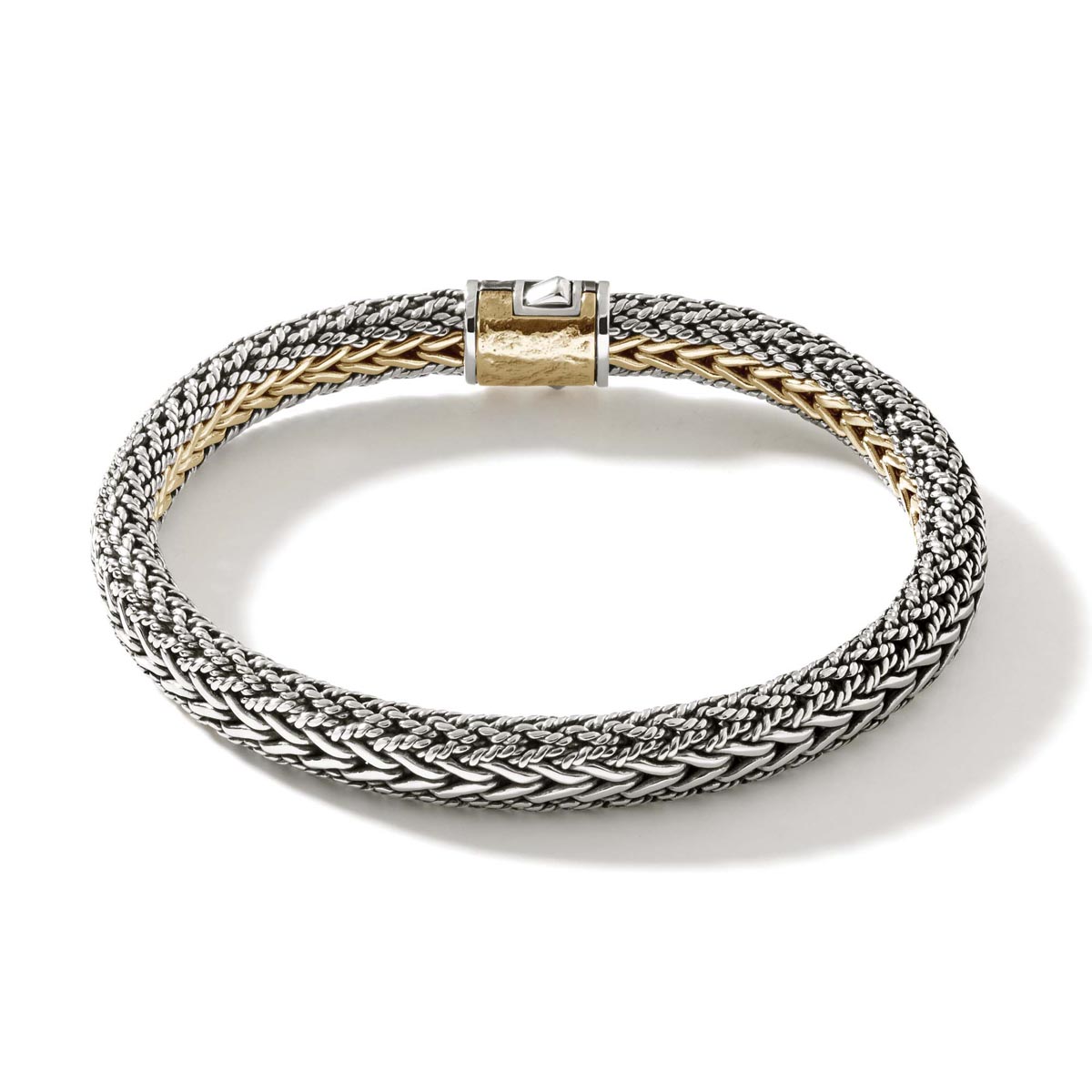 John Hardy Icon Reversible Bracelet in Sterling Silver and 18kt Yellow Gold (7mm)