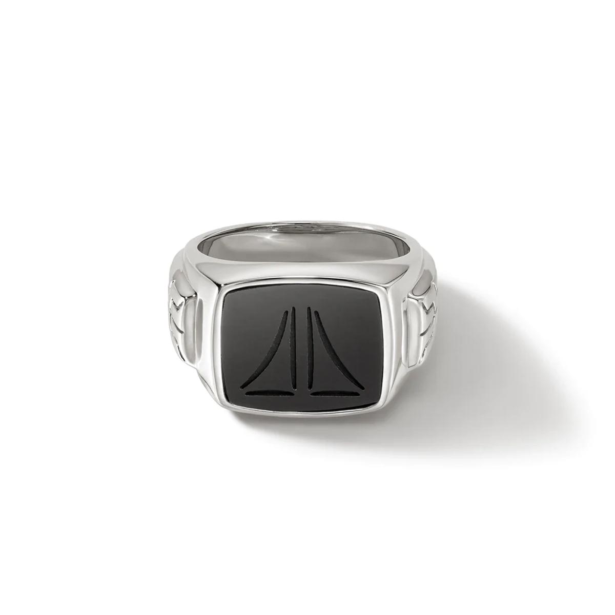 John Hardy ID Series Mens Black Onyx Signet Ring in Sterling Silver (size 10)