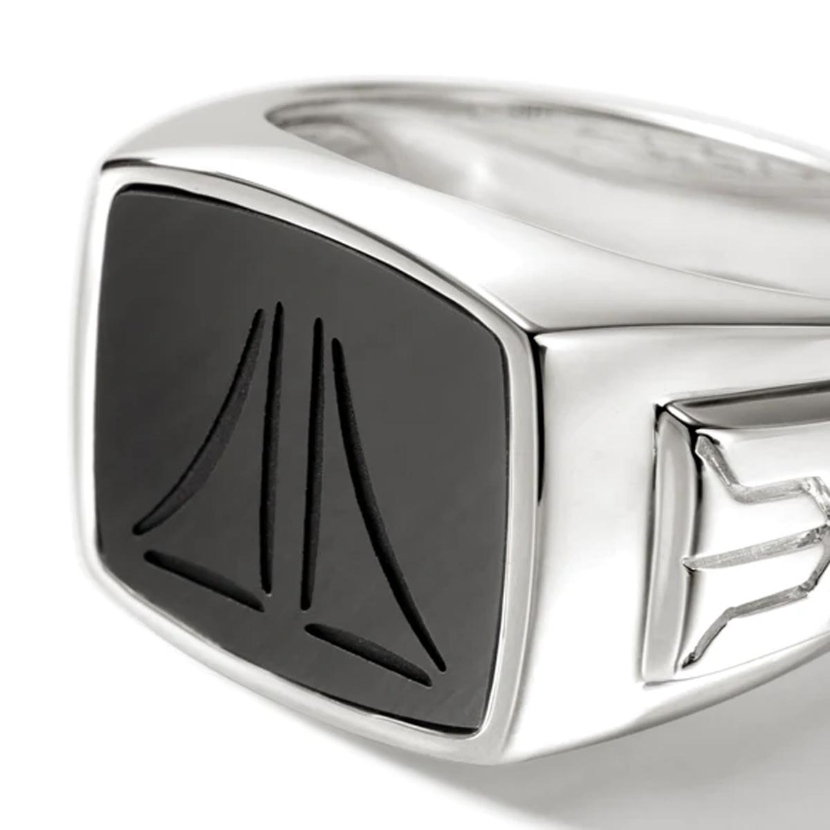 John Hardy ID Series Mens Black Onyx Signet Ring in Sterling Silver (size 10)