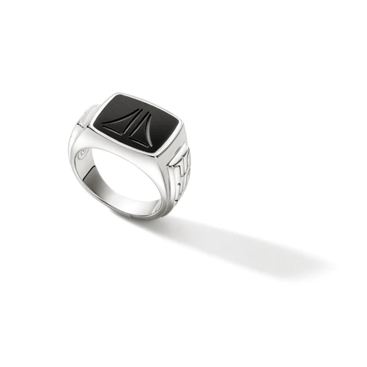 John Hardy ID Series Mens Black Onyx Signet Ring in Sterling Silver (size 10)