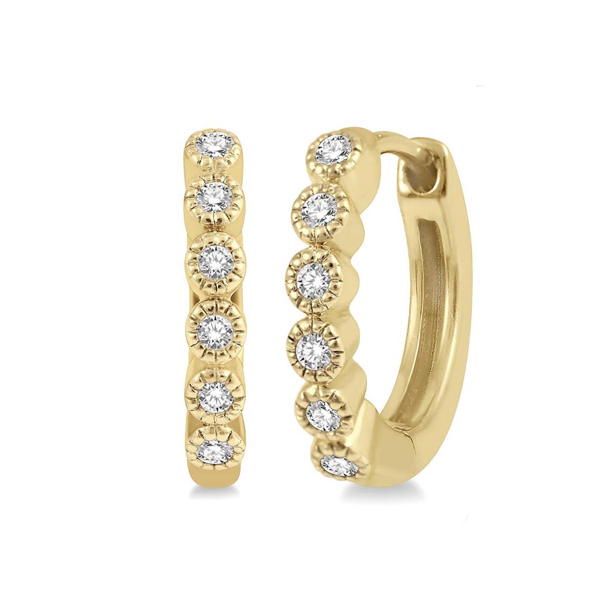 Diamond Huggie Hoop Earrings in 10kt Yellow Gold (1/10ct tw)