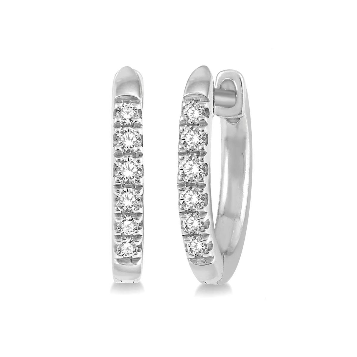 Diamond Huggie Hoop Earrings in 10kt White Gold (1/10ct tw)