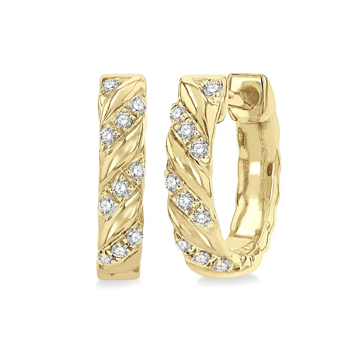 Diamond Huggie Hoop Earrings in 10kt Yellow Gold (1/10ct tw)