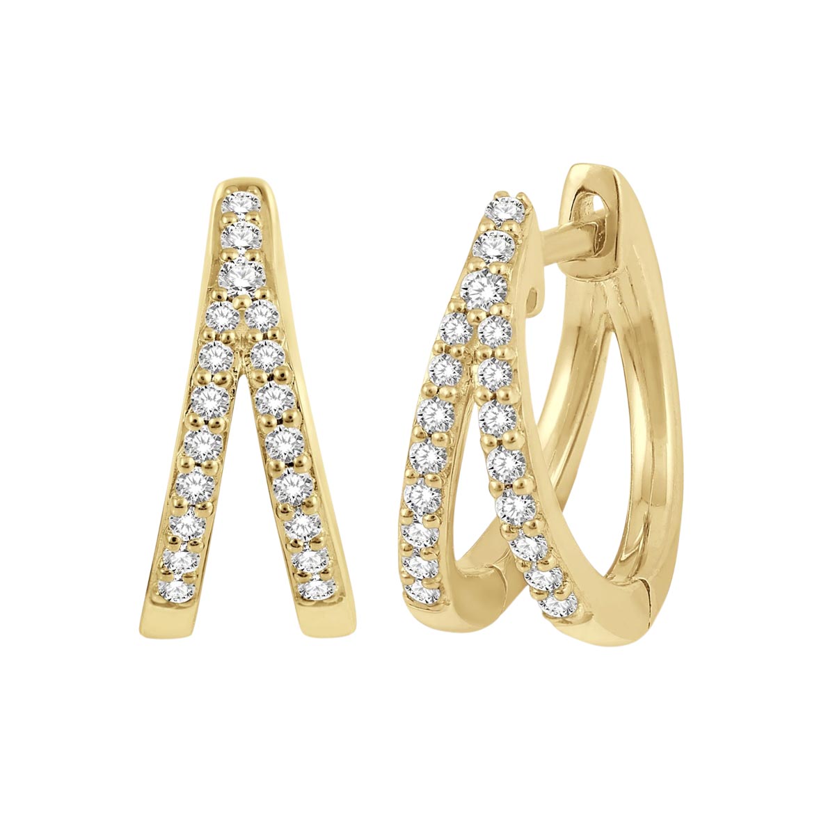 Diamond Huggie Hoop Earrings in 10kt Yellow Gold (1/5ct tw)