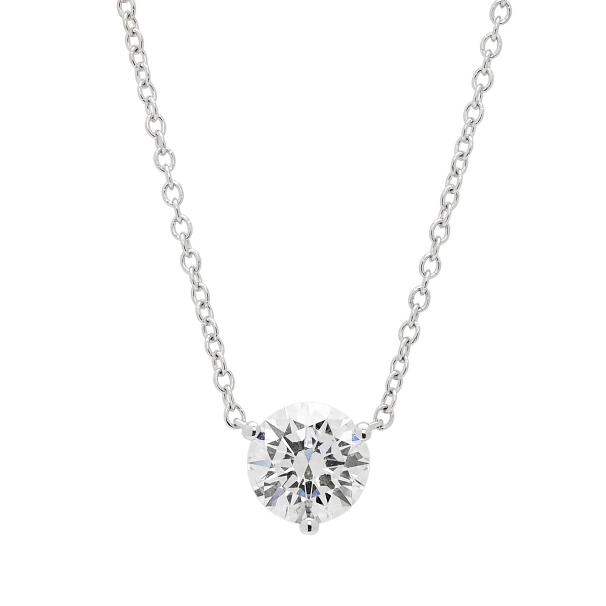 Lab Grown Round Diamond Necklace in 14kt White Gold (1ct)