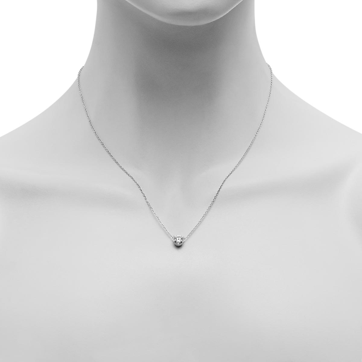 Lab Grown Round Diamond Necklace in 14kt White Gold (1ct)
