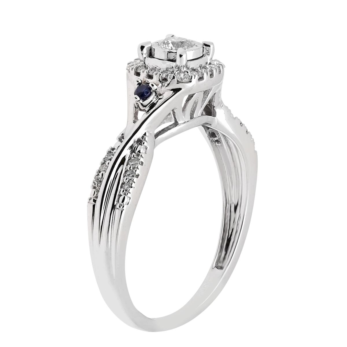 Diamond and Blue Sapphire Bridal Set in 10kt White Gold (1/3ct tw)