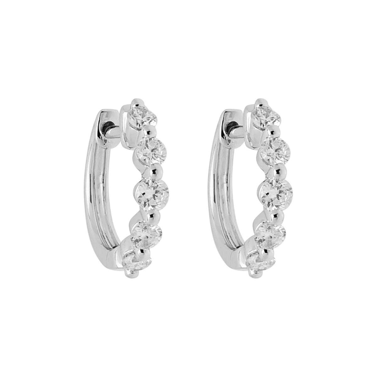 Diamond Single Prong Hoop Earrings in 14kt White Gold (1/2ct tw)