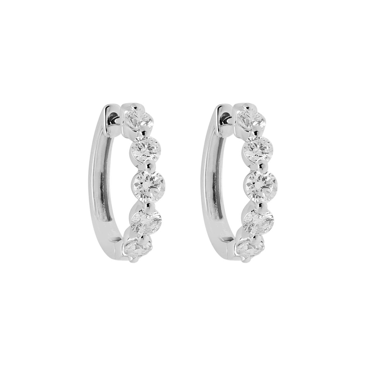 Diamond Single Prong Hoop Earrings in 14kt White Gold (1ct tw)