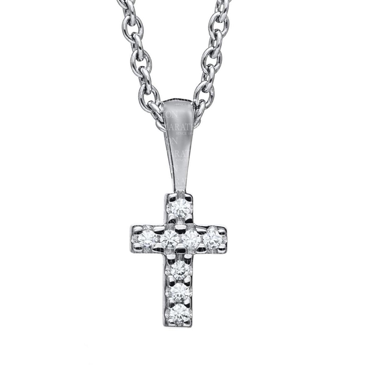 Childrens Cubic Zirconia Cross Necklace in Sterling Silver