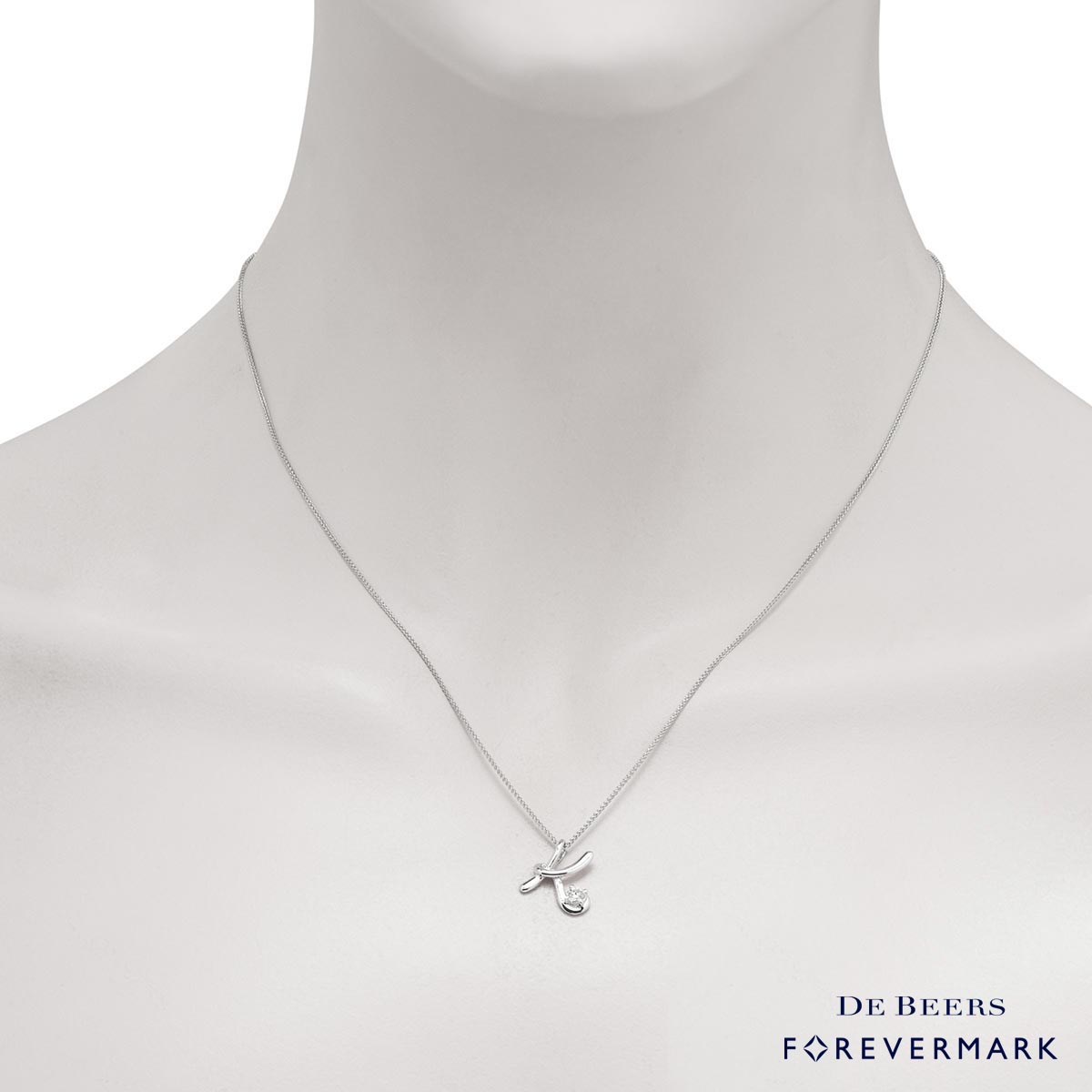 De Beers Forevermark K Initial Diamond Necklace in 18kt White Gold (1/7ct)