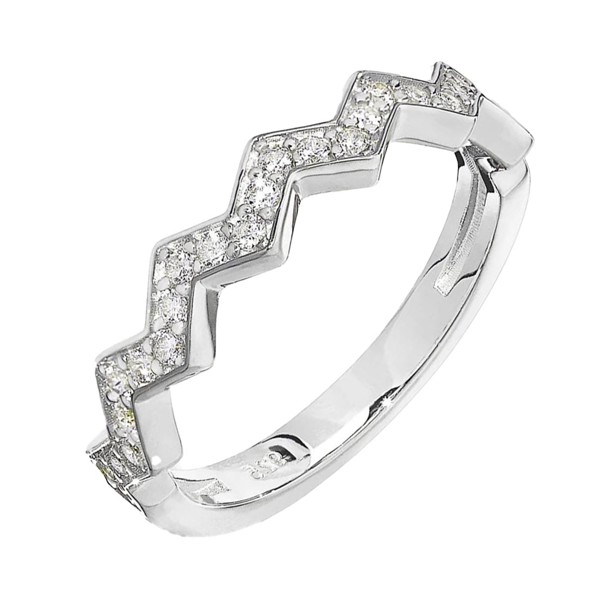 Cubic Zirconia Chevron Stackable Ring in Sterling Silver