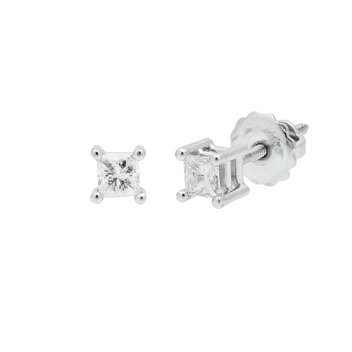 Estate Princess Diamond Earrings in 14kt White Gold (1/3ct tw)