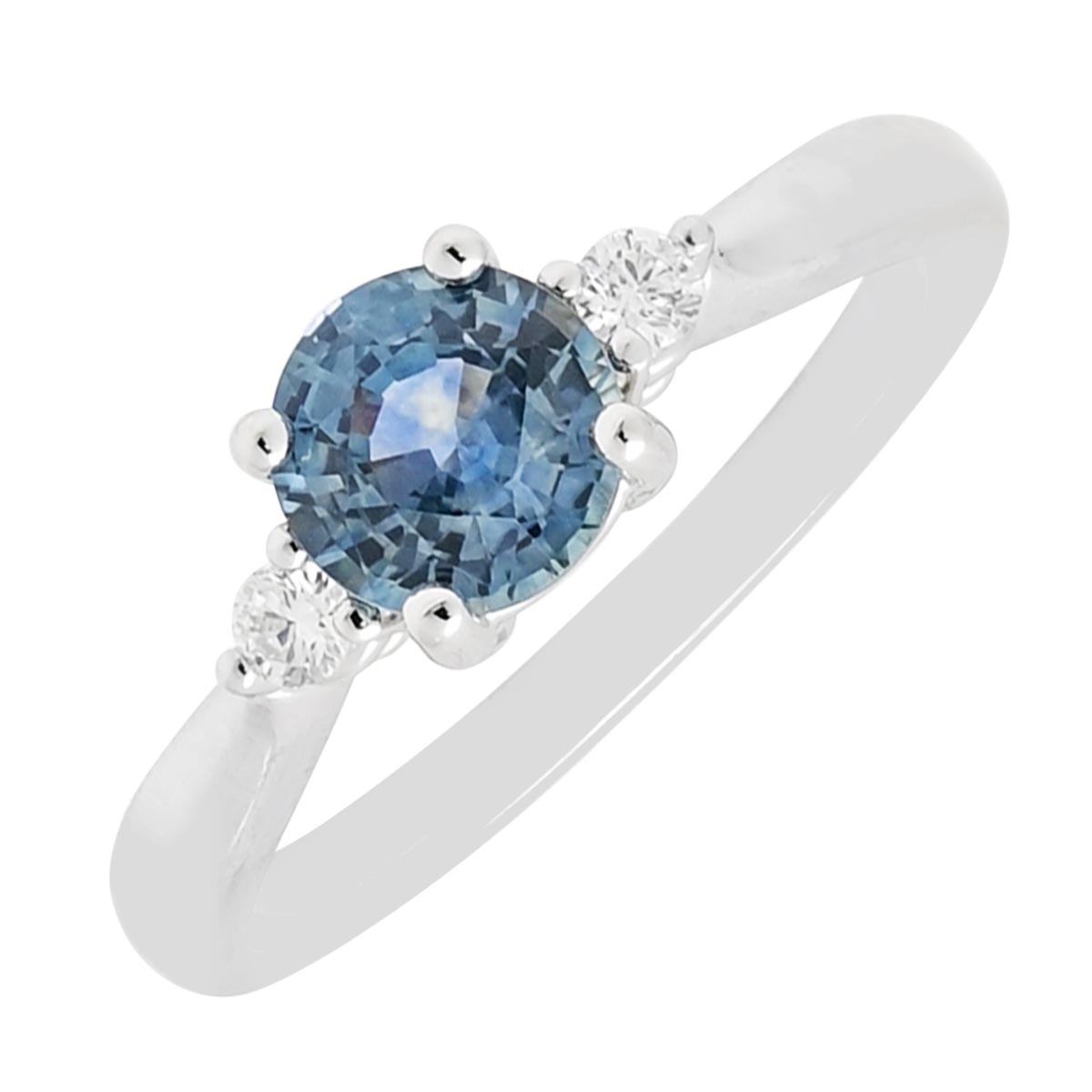 Montana Sapphire Ring in 14kt White Gold with Diamonds (1/10ct tw)