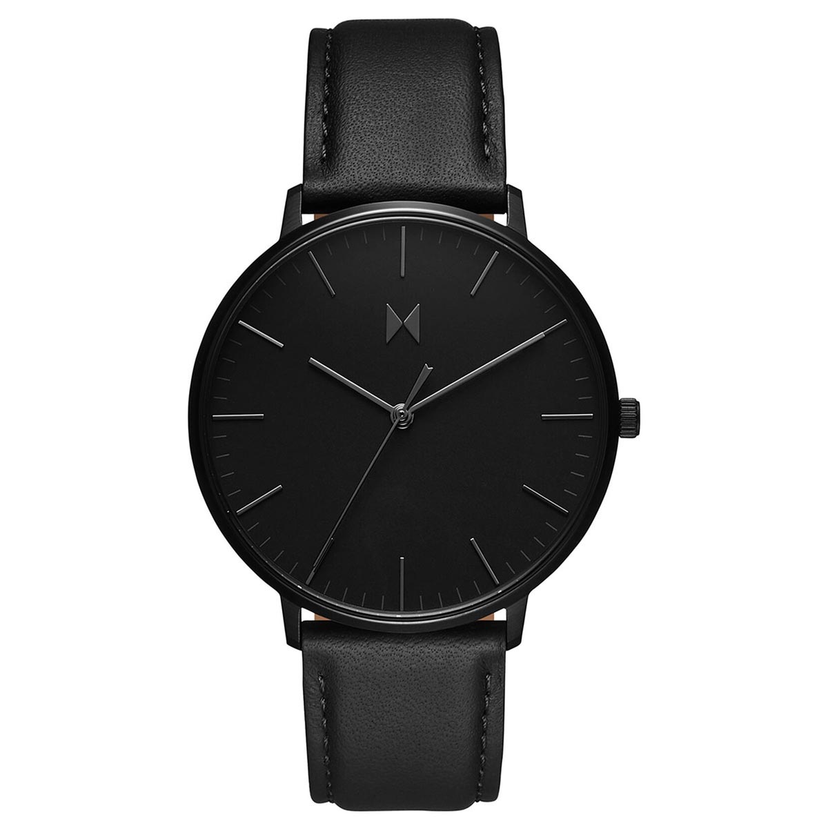 MVMT Legacy Slim Mens Watch with Black Dial and Black Leather Strap (quartz movement)