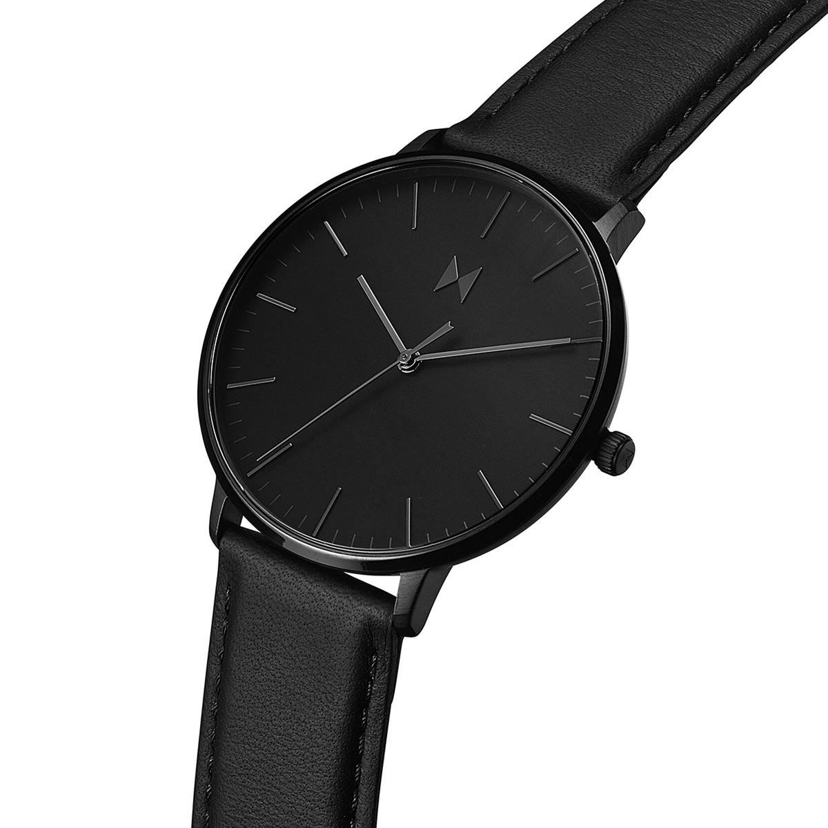 MVMT Legacy Slim Mens Watch with Black Dial and Black Leather Strap (quartz movement)