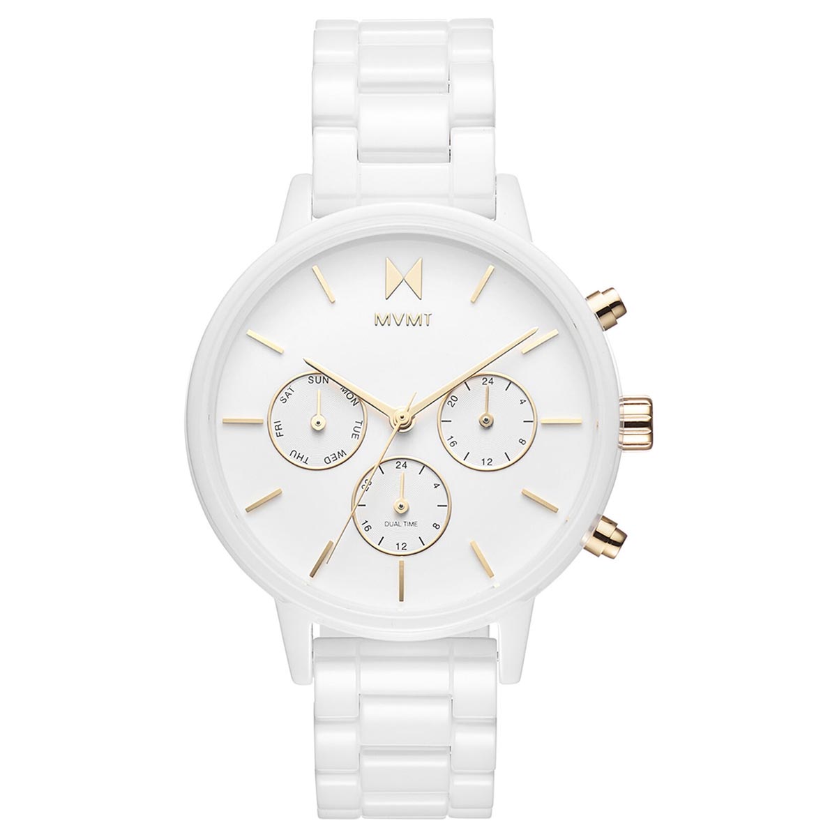MVMT Nova Womens Watch with White Dial and White Ceramic Bracelet (quartz movement)