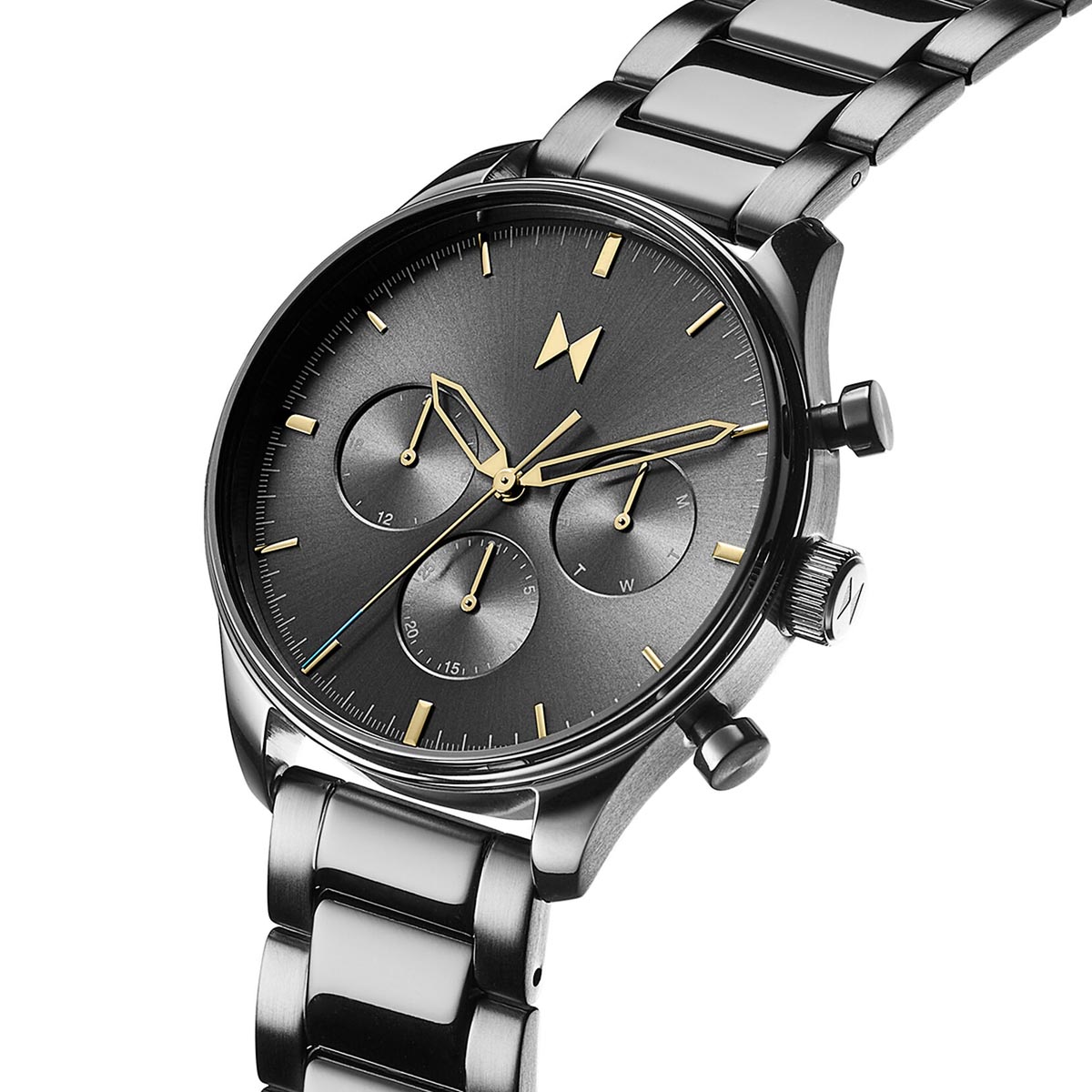 MVMT Airhawk Mens Watch with Gray Dial and Gunmetal Ionic Plated Stainless Steel Bracelet (quartz movement)