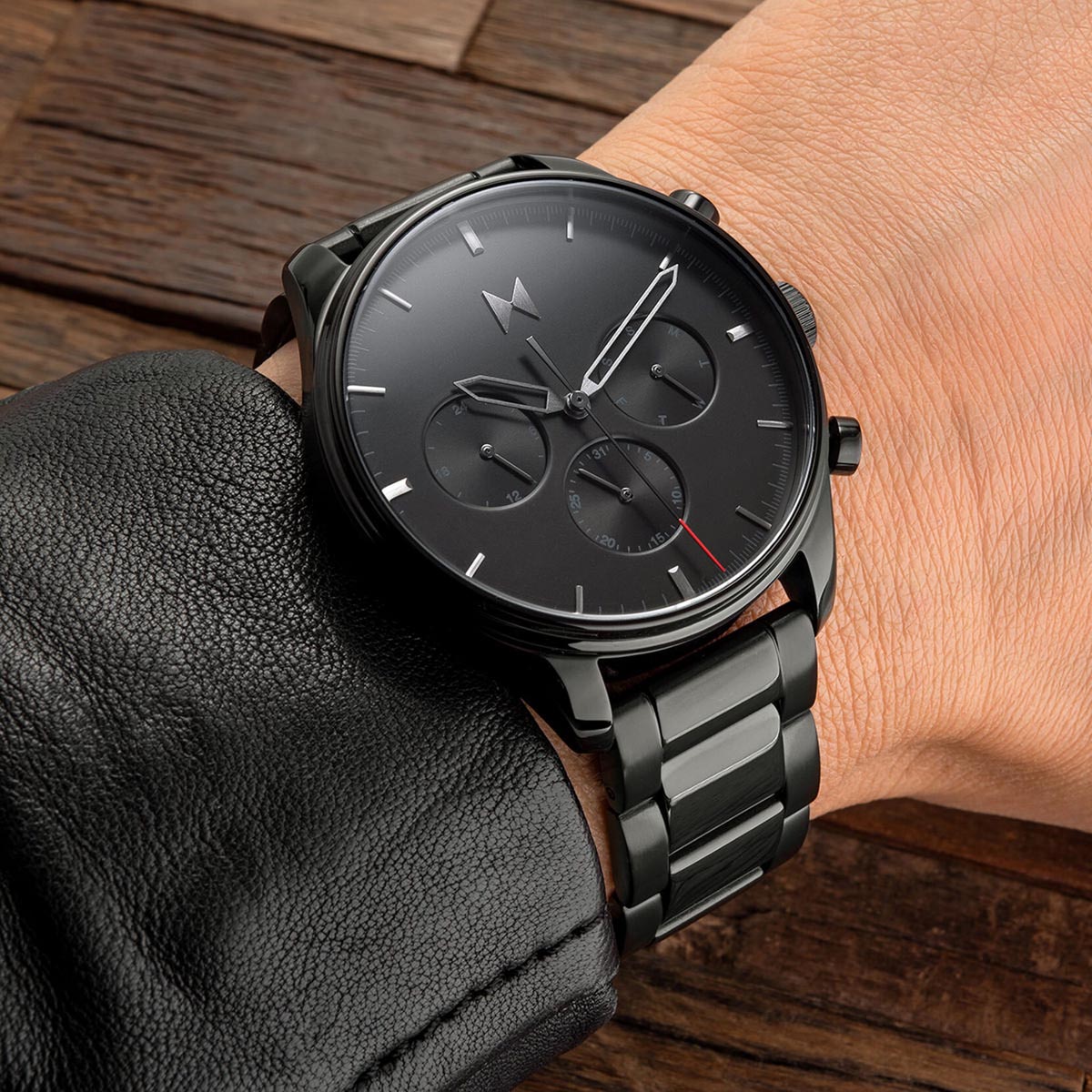 MVMT Airhawk Mens Watch with Black Dial and Black Ionic Plated Stainless Steel Bracelet (quartz movement)