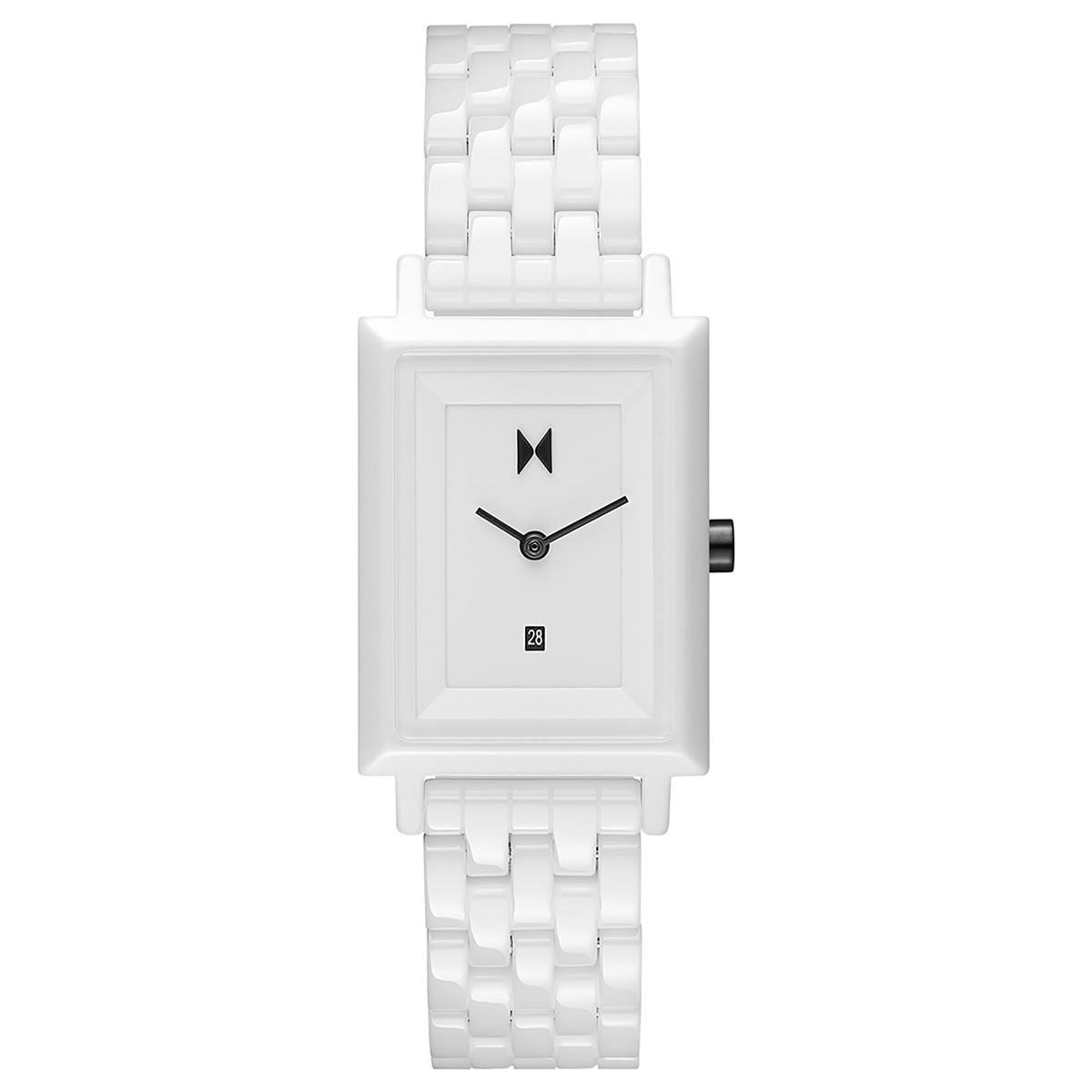 MVMT Signature Square Womens Watch with White Dial and White Ceramic Bracelet (quartz movement)