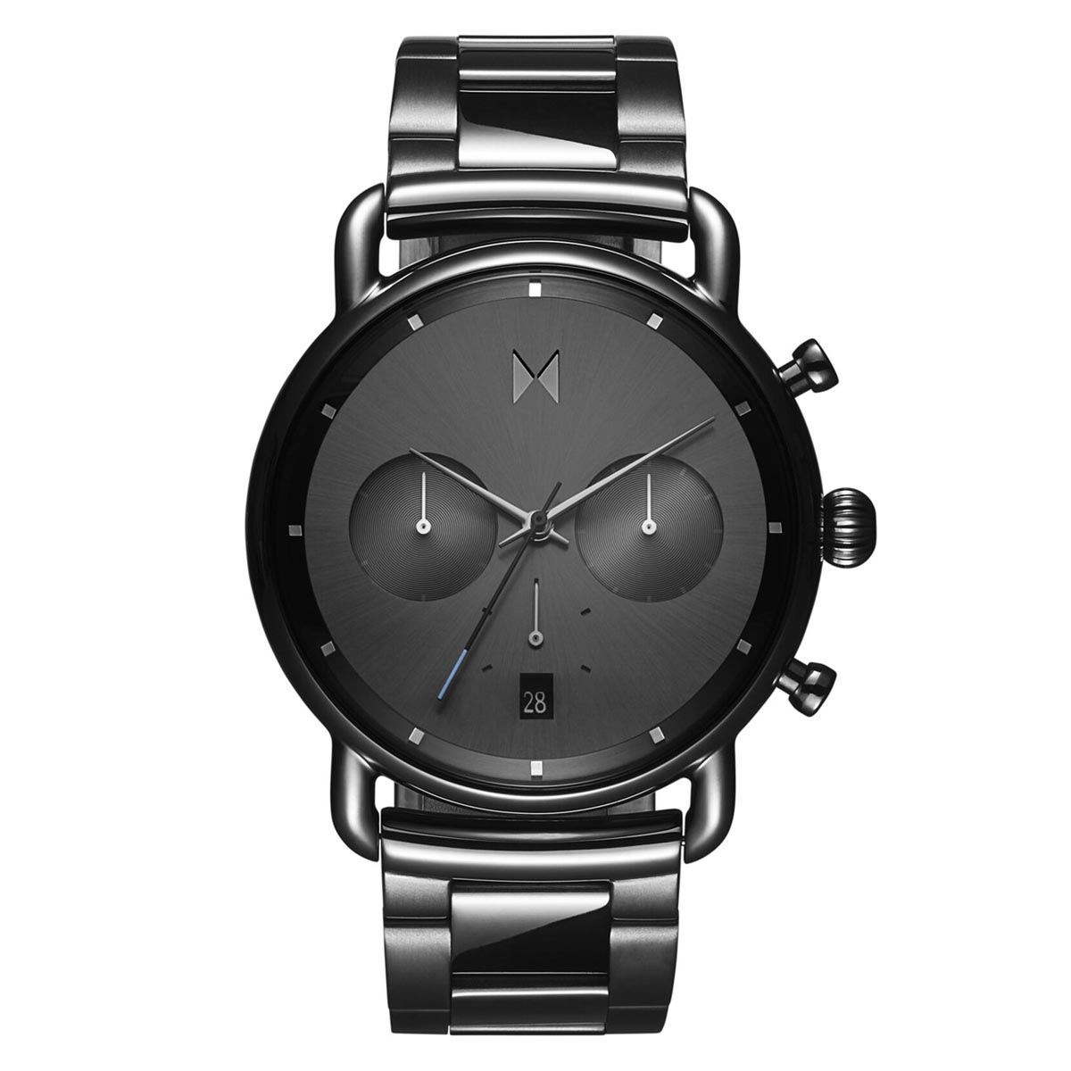 MVMT Blacktop II Mens Chronograph Watch with Gray Dial and Gray Ion Plated Stainless Steel Bracelet (quartz movement)