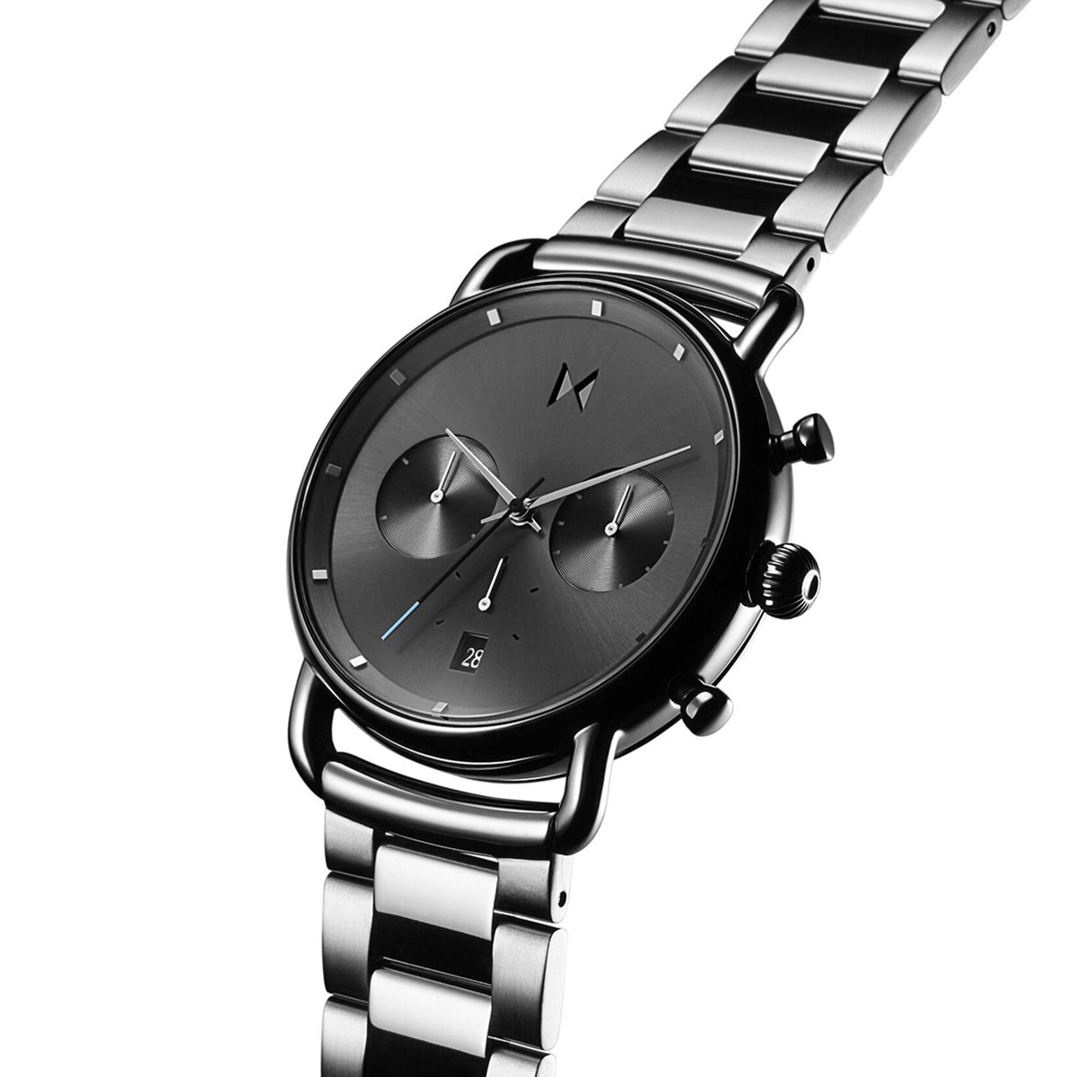 MVMT Blacktop II Mens Chronograph Watch with Gray Dial and Gray Ion Plated Stainless Steel Bracelet (quartz movement)