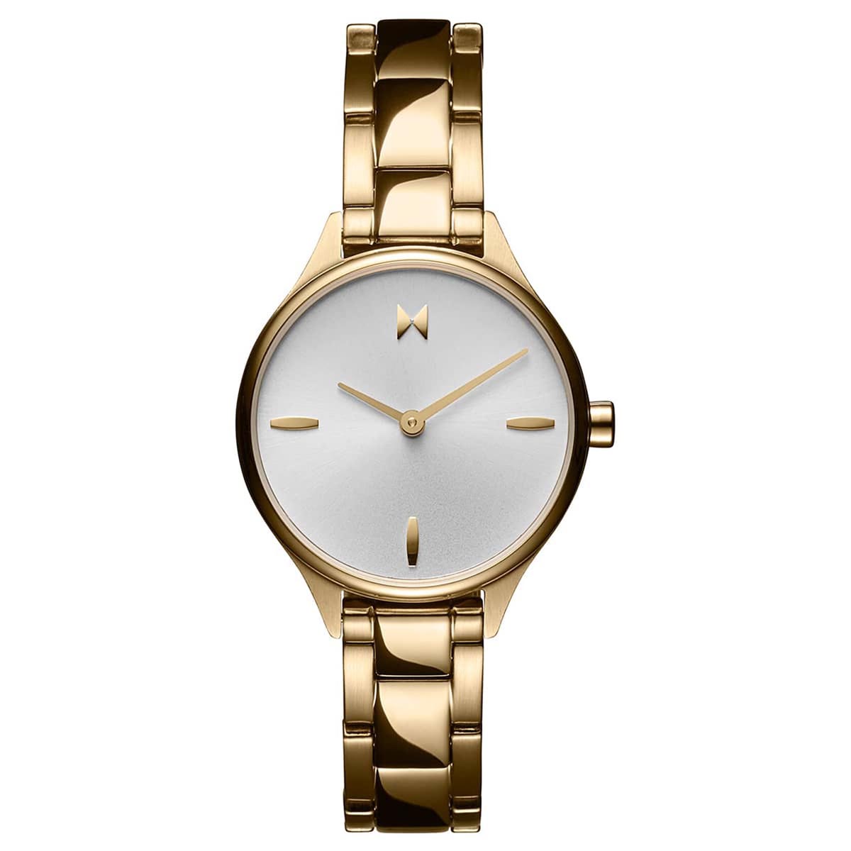 MVMT Reina Womens Watch with White Dial and Gold Toned Ionic Plated Stainless Steel Bracelet (quartz movement)