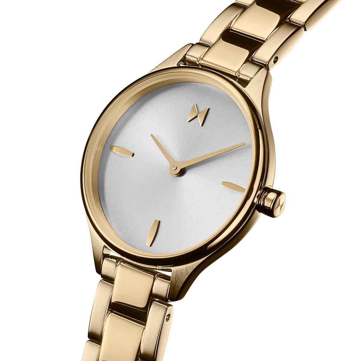 MVMT Reina Womens Watch with White Dial and Gold Toned Ionic Plated Stainless Steel Bracelet (quartz movement)