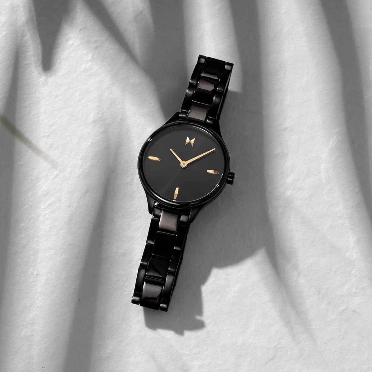 MVMT Reina Womens Watch with Black Dial and Black Ionic Plated Stainless Steel Bracelet (quartz movement)